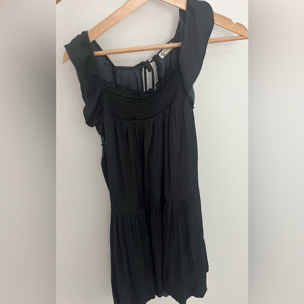 Free People silk flutter sleeve open back dress